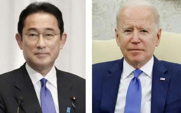 日本首相岸田文雄與美國總統拜登將於 23 日在東京舉行元首會談，計畫將臺灣和烏克蘭並列寫入會後的聯合聲明。   圖 : 合成照片
