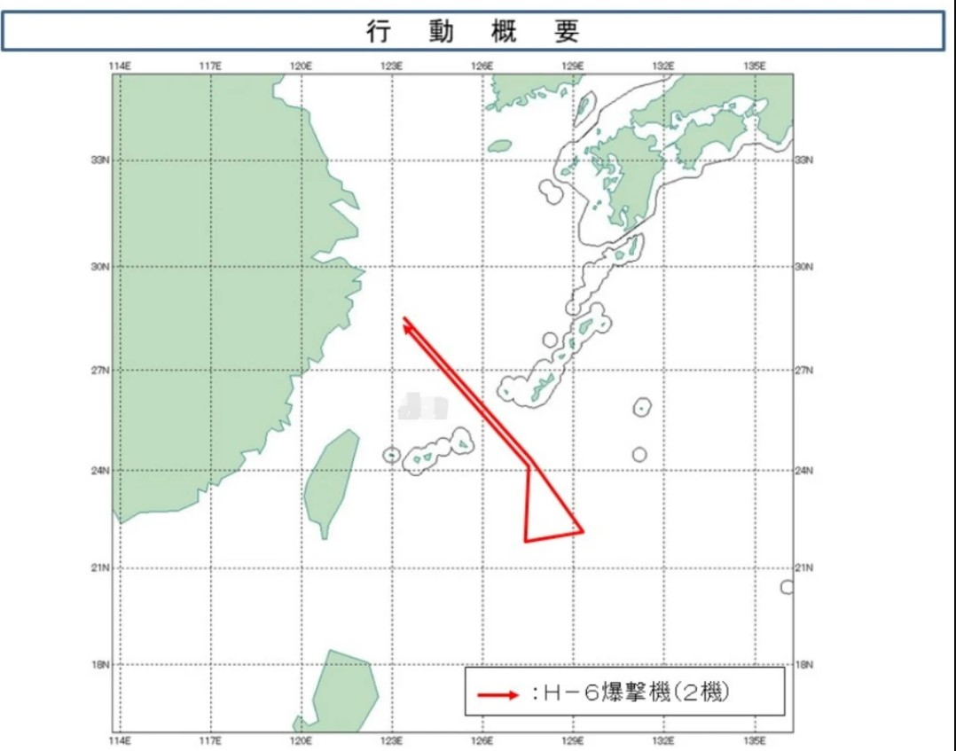 中國轟炸機航行路線。   圖：翻攝自騰訊網