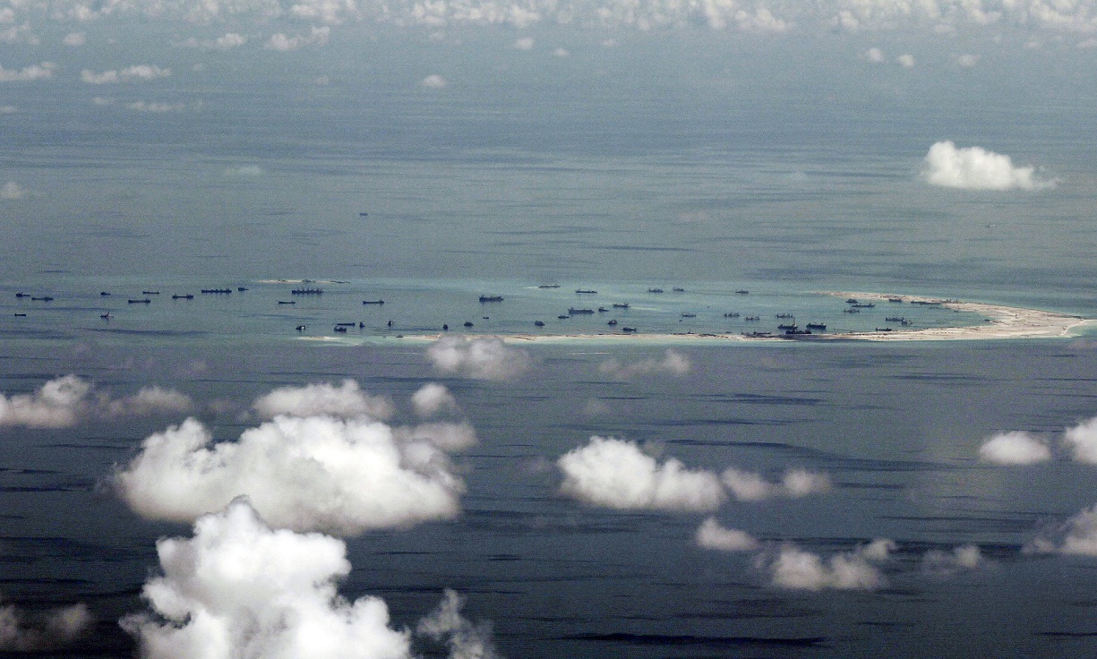 南海中由中國控制的美濟島。   圖：達志影像/美聯社資料照片