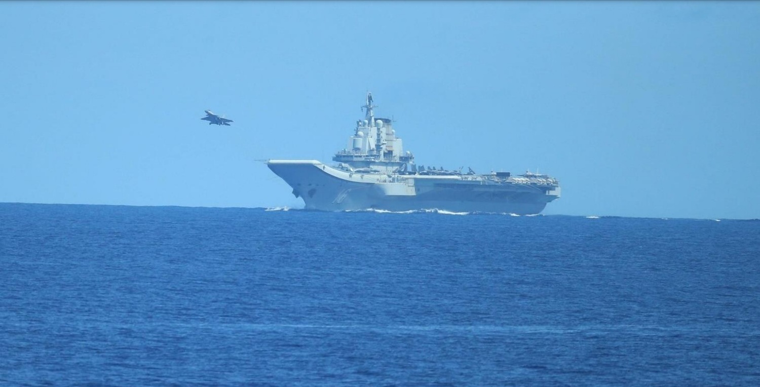 中國解放軍航母「遼寧號(CV-16)」5月1至21日在西太平洋演訓。   圖：翻攝日本防衛省統合幕僚監部官網