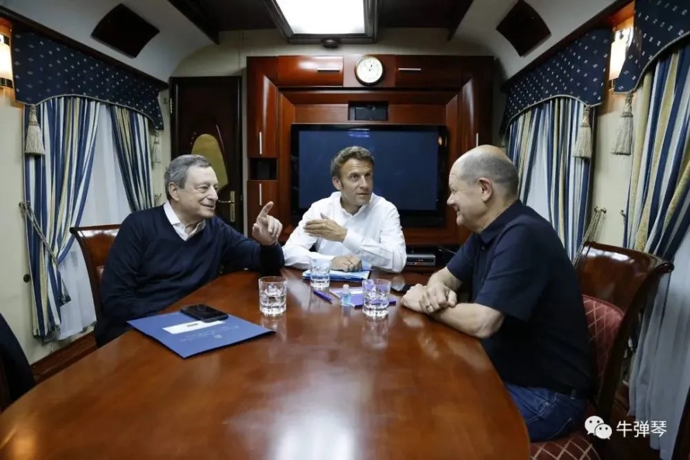歐洲三國領袖乘坐火車前往烏克蘭。圖：擷取自微博