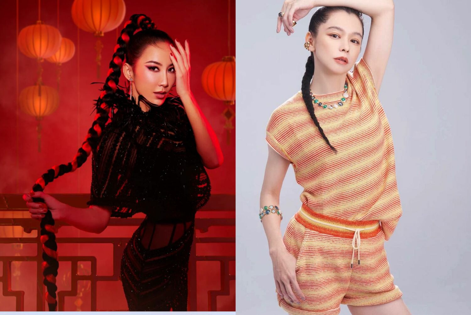 李玟(左)近來推出新單曲，被網友指出宣傳照和徐若瑄的演唱會海報太相似。   圖：華納音樂(左)/提供、翻攝徐若瑄臉書