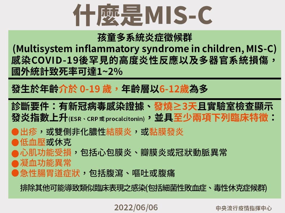MIS-C「孩童多系統炎症徵候群」病徵。   圖：雲林縣政府提供