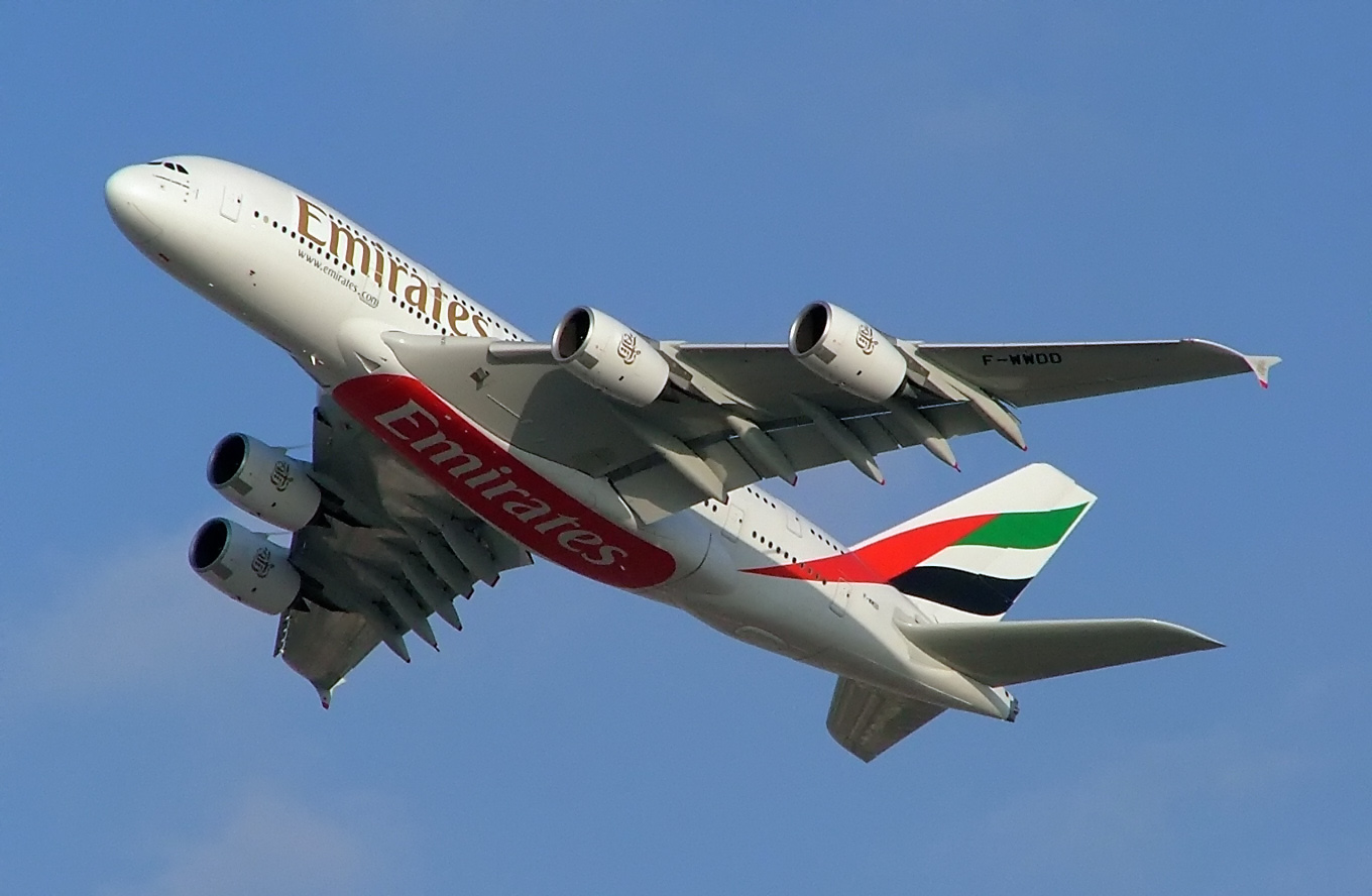 阿聯酋 A380 客機。(示意圖)   圖：擷取自維基百科（資料照）
