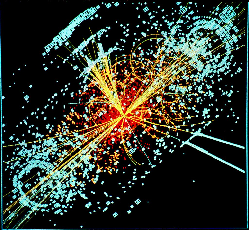 在CMS偵測器中希格斯玻色子衰變的模擬事例重建圖。   圖：NASA官網