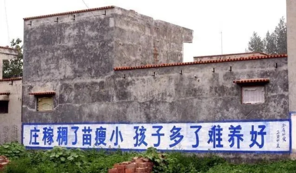 1990年代，中國各地出現各種計劃生育標語。   圖：翻攝陸網