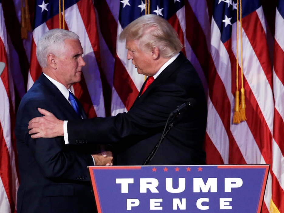 前美國總統川普（Donald Trump，右）與前美國副總統彭斯（Mike Pence）。（資料照片）   圖：達志影像 / 路透社
