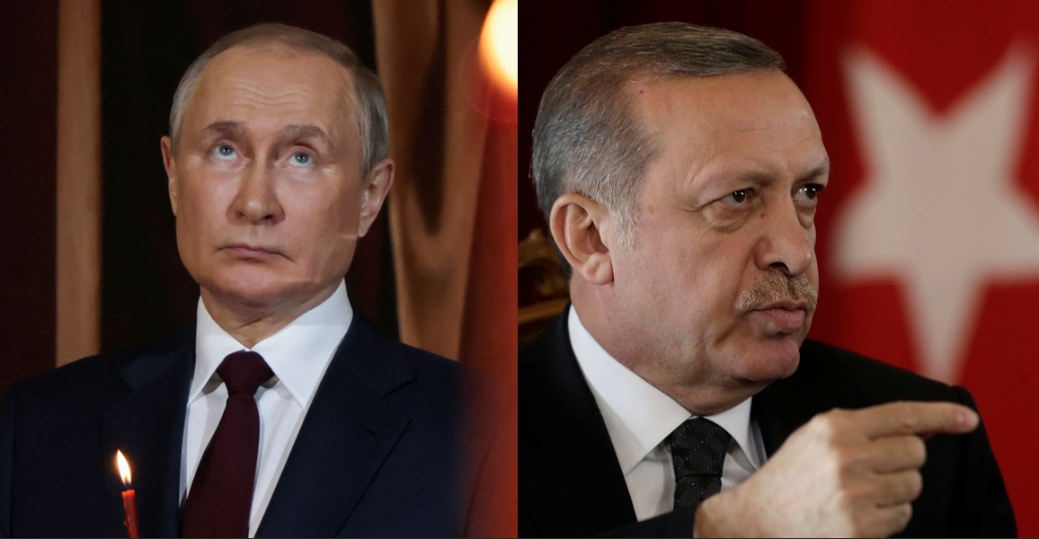 俄羅斯總統普丁（Vladimir Putin）與土耳其總統艾爾段（Recep Erdogan）。（資料照，合成圖）   圖：路透社、美聯社/ 新頭殼合成