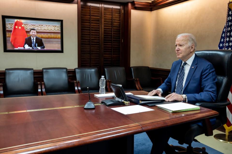 美國總統拜登28日與中國國家主席習近平通話。（圖為拜習視訊對話資料照）   圖：擷自白宮推特@WhiteHouse