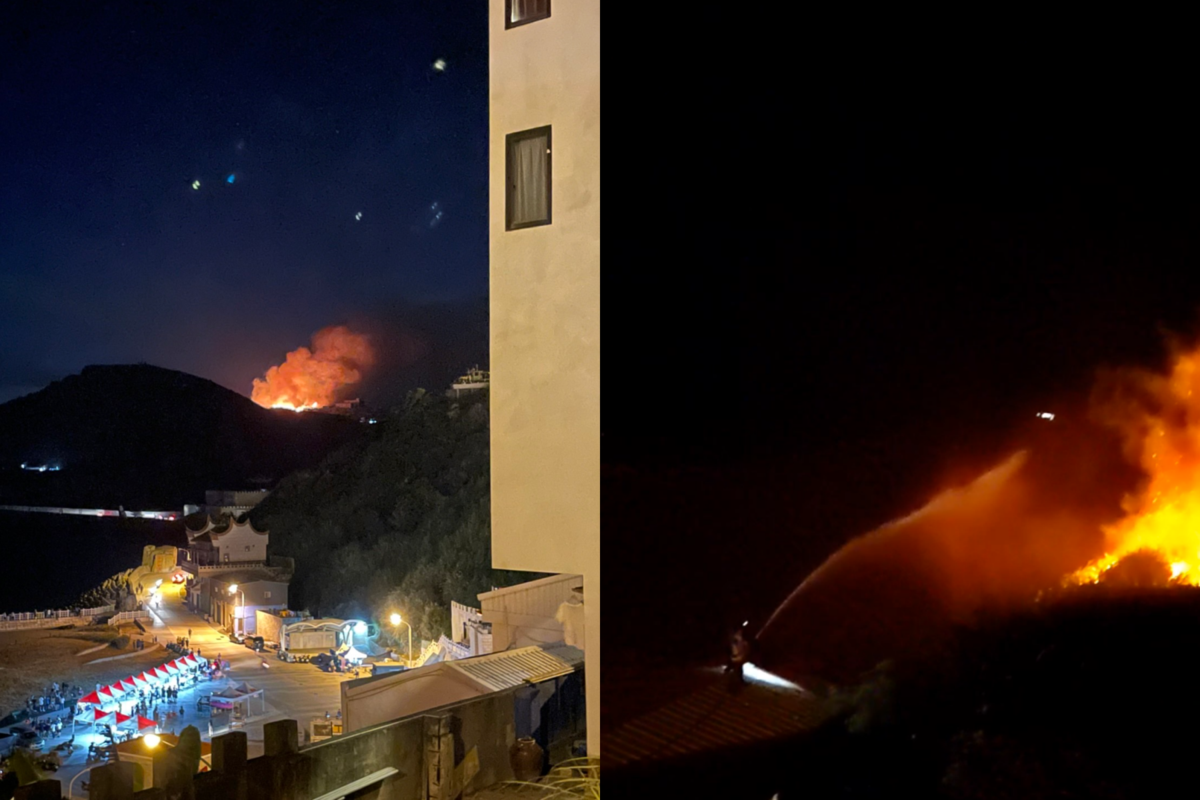 國軍操演疑似釀成了火燒山事故。   圖：翻攝記者爆料網