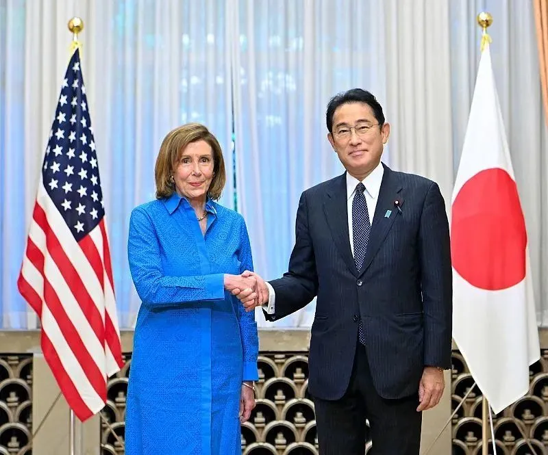 日本首相岸田文雄與美國眾議院議長裴洛西會晤。   圖:翻攝自騰訊網