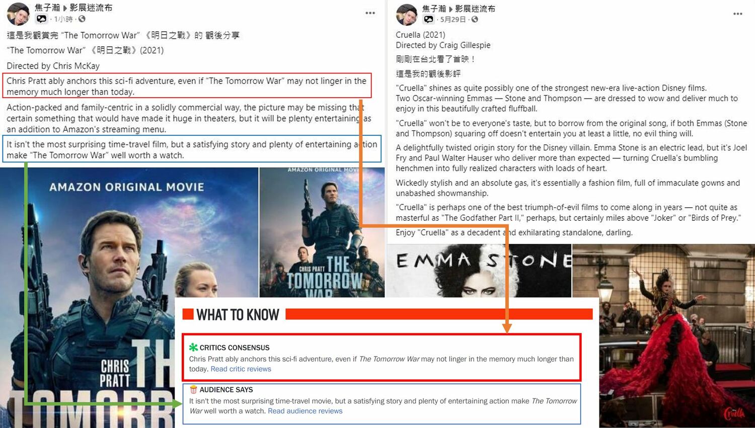 劉宇在發文下方放了焦姓實習生過去發表的評論截圖   圖：翻攝劉宇（四叉貓）臉書