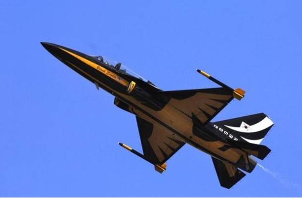 韓國空軍「黑鷹」飛行表演隊使用的韓產超音速訓練機 T-50「金鷹」 。   圖 : 翻攝自KKNews