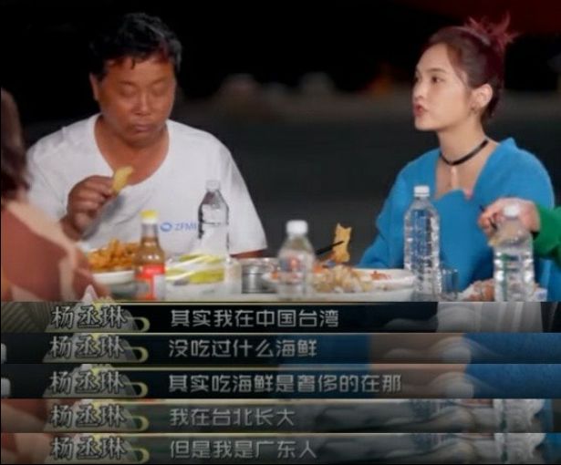 楊丞琳聲稱：「其實我在台灣沒吃過什麼海鮮」還說吃海鮮在台灣「是奢侈的」。   圖：翻攝中國浙江衛視官方頻道YouTube