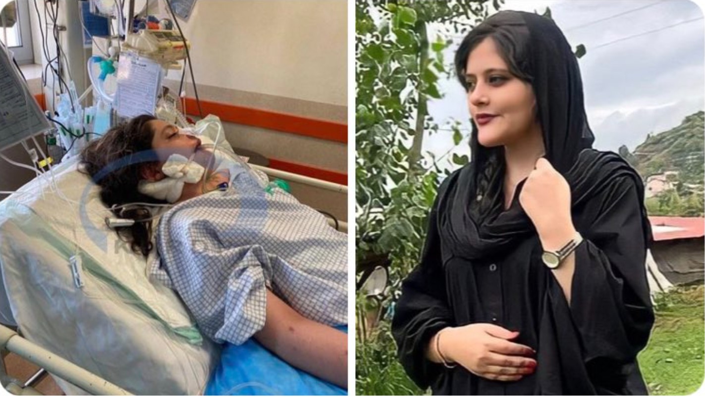 伊朗女子瑪莎因為沒戴頭巾被逮補，過幾天後昏迷過世。家屬質疑警方「毆打教育」，要求當局查明真相。   圖：翻攝自Joyce_Karam推特
