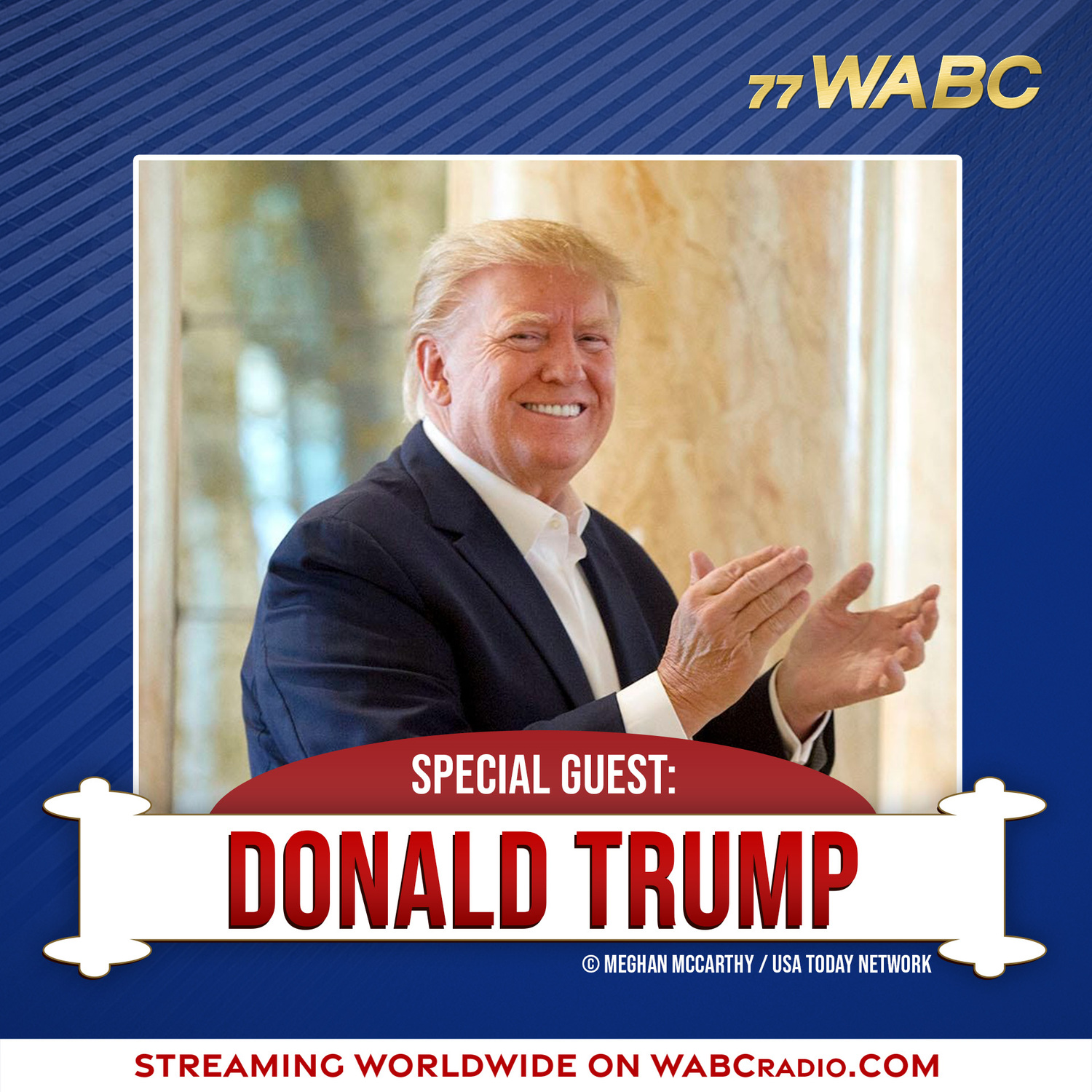 美國前總統川普27日接受《77 WABC》廣播電台專訪。   圖：翻攝77 WABC臉書