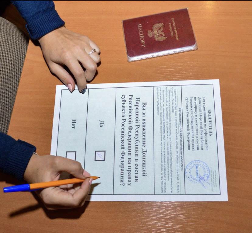 入俄公投票數已統計完畢，四地皆以極高同意率贊成加入俄羅斯。   圖：翻攝自推特