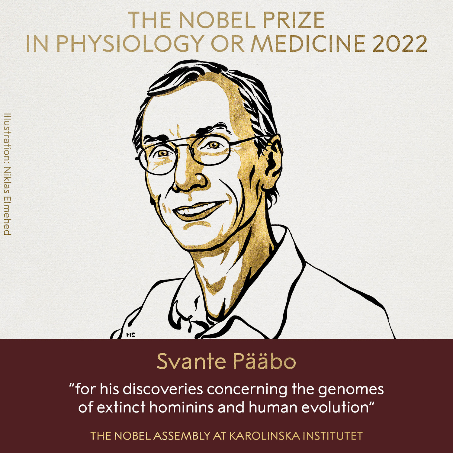 諾貝爾生理醫學獎由帕博（Svante Pääbo）獲頒   圖 :翻攝自 The Nobel Prize 推特 