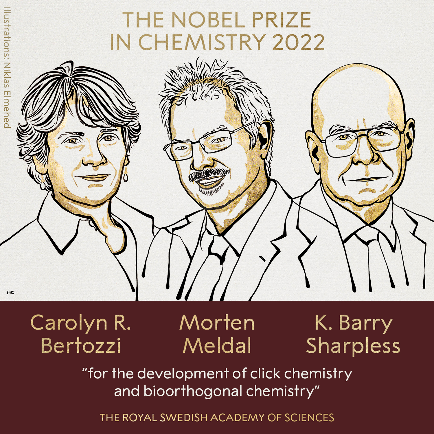 2022年諾貝爾化學獎得主。   圖：翻攝@NobelPrize推特
