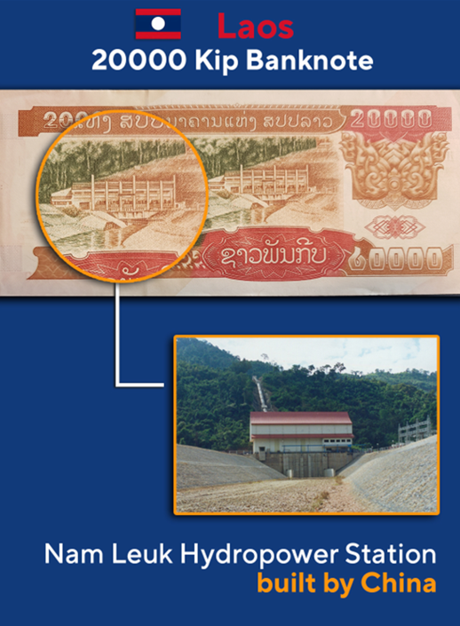 寮國 20000 基普紙幣，印有中國承建的南累克水電站。   圖：翻攝自華春瑩推特