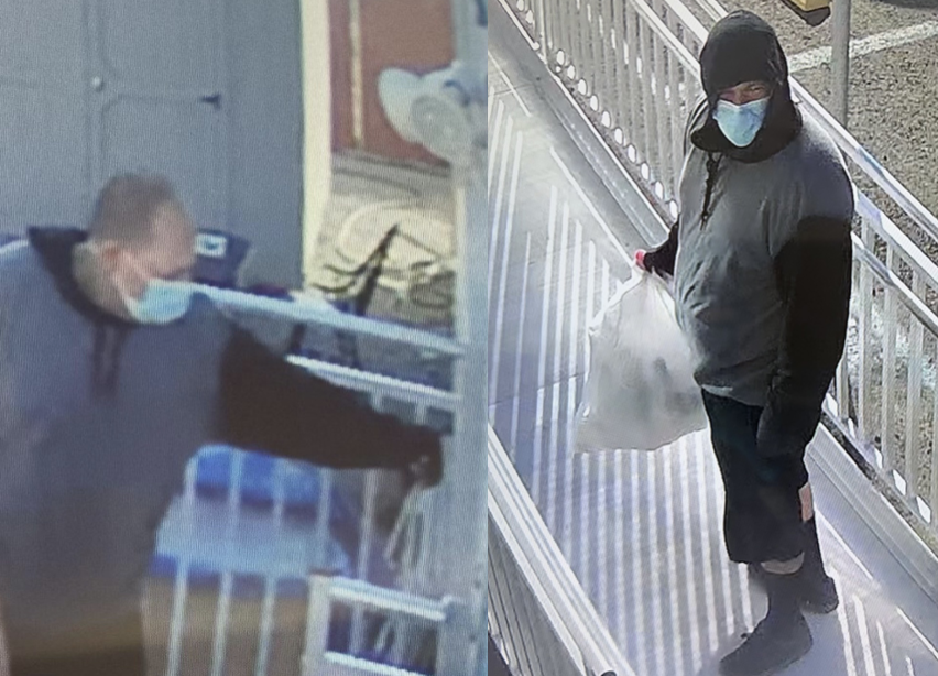 警方將一名 48 歲男子列為嫌疑人,該男隨身攜帶一包疑似為槍械的塑膠袋(右圖)。 圖:翻攝自Merced County Sheriff's Office 警方將一名 48 歲男子列為嫌疑人,該男隨身攜帶一包疑似為槍械的塑膠袋(右圖)。 圖:翻攝自Merced County Sheriff's Office
