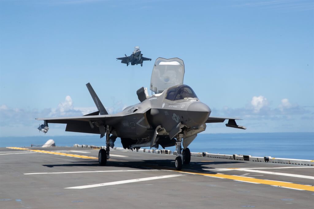 美軍F-35B戰機參與美韓「警戒風暴」聯合軍演。 圖：取自twitter.com/theF35JPO