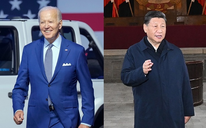 美國總統拜登（左圖，翻攝自臉書）積極參與全球事務，國際聲量輾壓不太敢出國的中國國家主席習近平（右圖，翻攝自中國政府網）。   圖：新頭殼合成