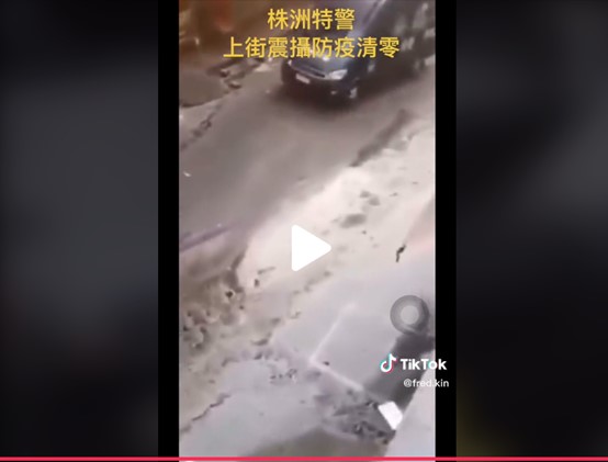 網友上傳的抖音影片顯示株洲即將進行「武裝巡邏」。   翻攝自：抖音 @fred.kin