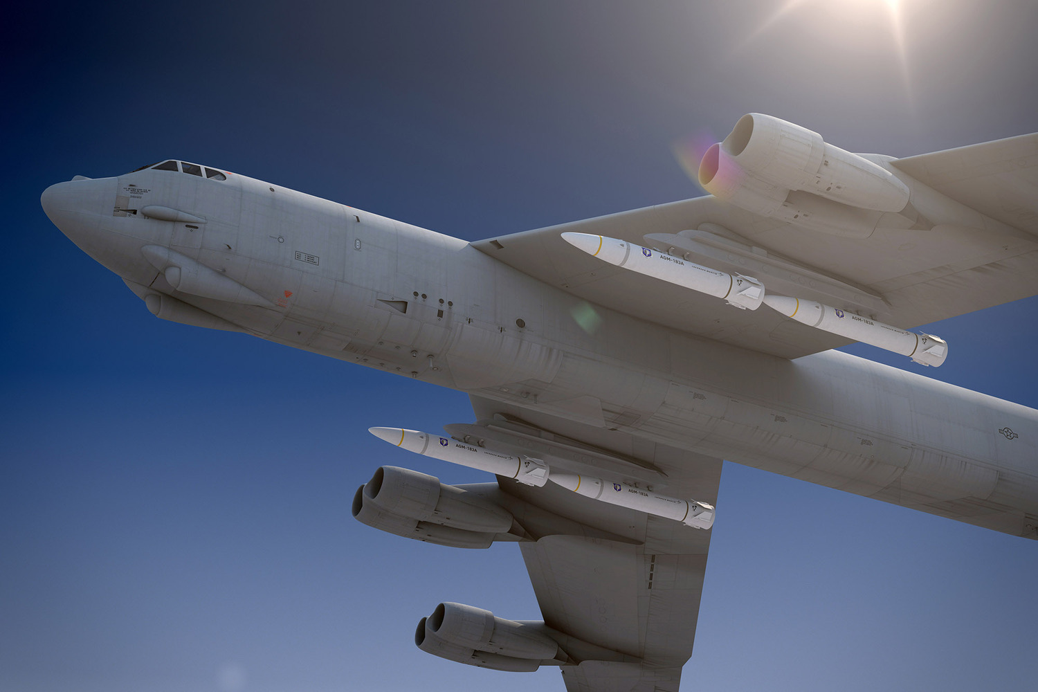 B-52 轟炸機搭載美軍原型高超音速武器模擬圖。   圖：翻攝自洛克希德馬丁網站（資料照）