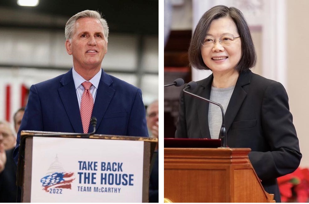 總統蔡英文將過境美國,計劃將與美國眾議院議長麥卡錫(Kevin McCarthy)會面。 圖:翻攝自麥卡錫、蔡英文臉書/新頭殼資料照