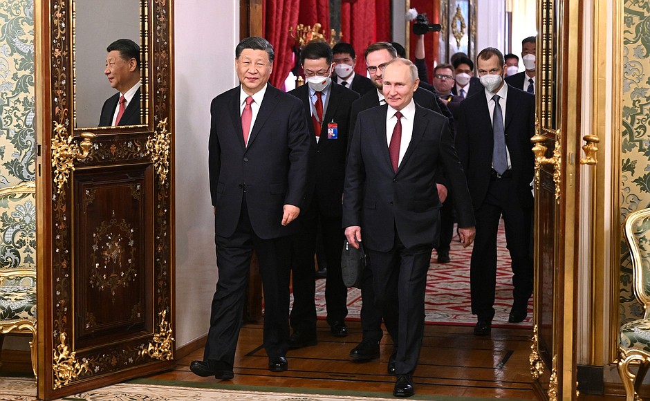 中國領導人習近平親赴莫斯科與普丁會面。 圖 : 翻攝自克里姆林宮推特