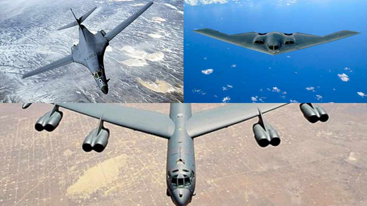  B-1B 戰略轟炸機 ( 左上 )、 B-2 隱形轟炸機 ( 右上 )、B-52 戰略轟炸機 ( 下 ) 圖 : 翻攝自維基百科 ( 新頭殼合成 ) 