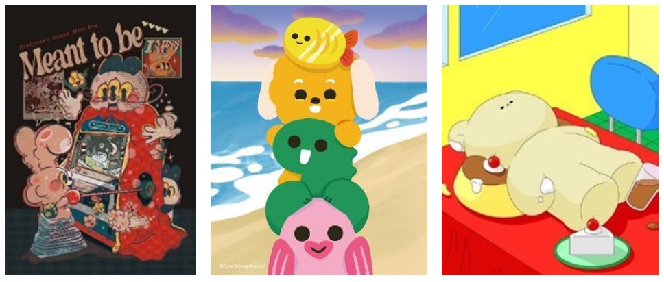  beanfun! 創作者神隊友計畫「緩緩」、「炸蝦狗狗」、「起司貝爾」原創 IP 將以超萌姿態現身西門町 圖：gamania/提供 