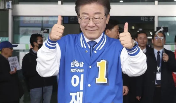  韓國共同民主黨主席李在明出席競選集會。(資料照) 圖 : 翻攝自視覺中國 