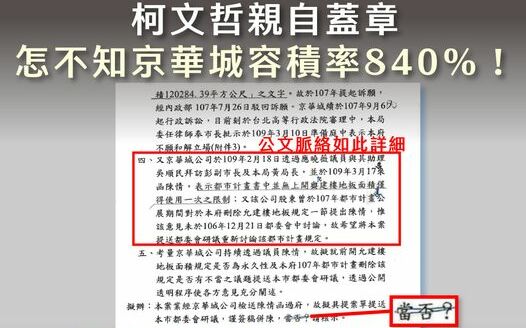 秀公文打臉柯文哲！脈絡詳細、親自蓋章 許淑華：怎麼可能不知道840%