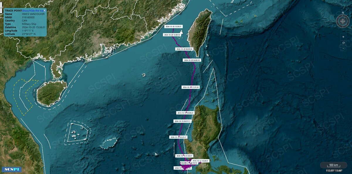 美軍第七艦隊與加拿大皇家海軍聯合執行例行任務，軍艦刻意由南向北穿越台灣海峽，展現對中國的威懾。 圖：SCS Probing Initiative X 