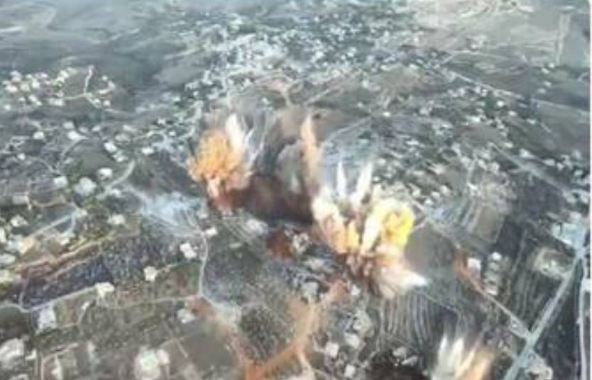  以軍轟炸伊朗彈藥庫引起殉爆的畫面曝光。(資料照片) 圖 : 翻攝自X / 以色列戰爭 