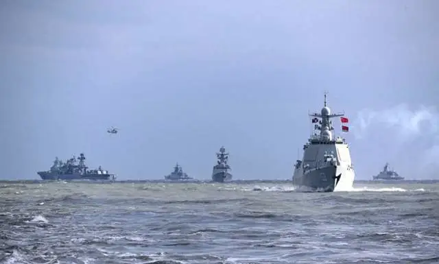  解放軍艦隊。 圖：截自騰訊網/空天力量 