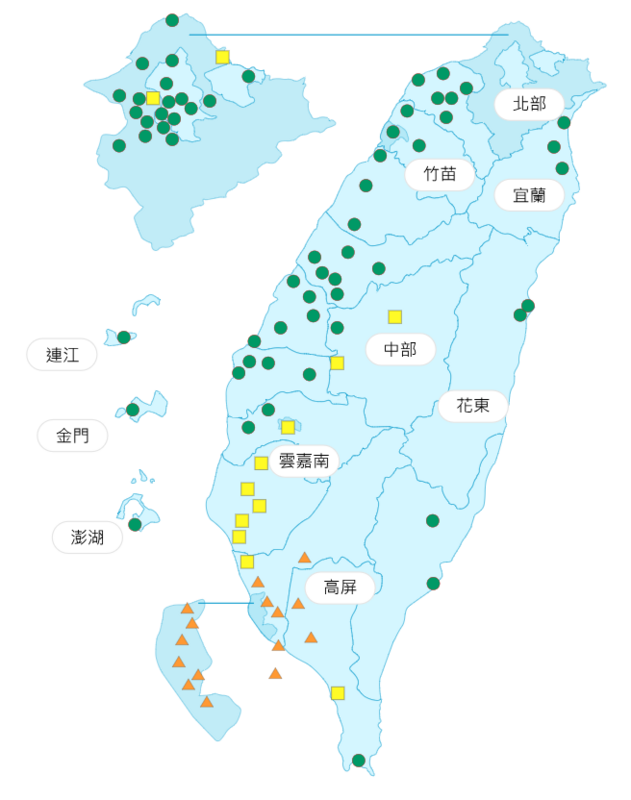  環境部發布各地空氣品質概況。   圖：環境部提供