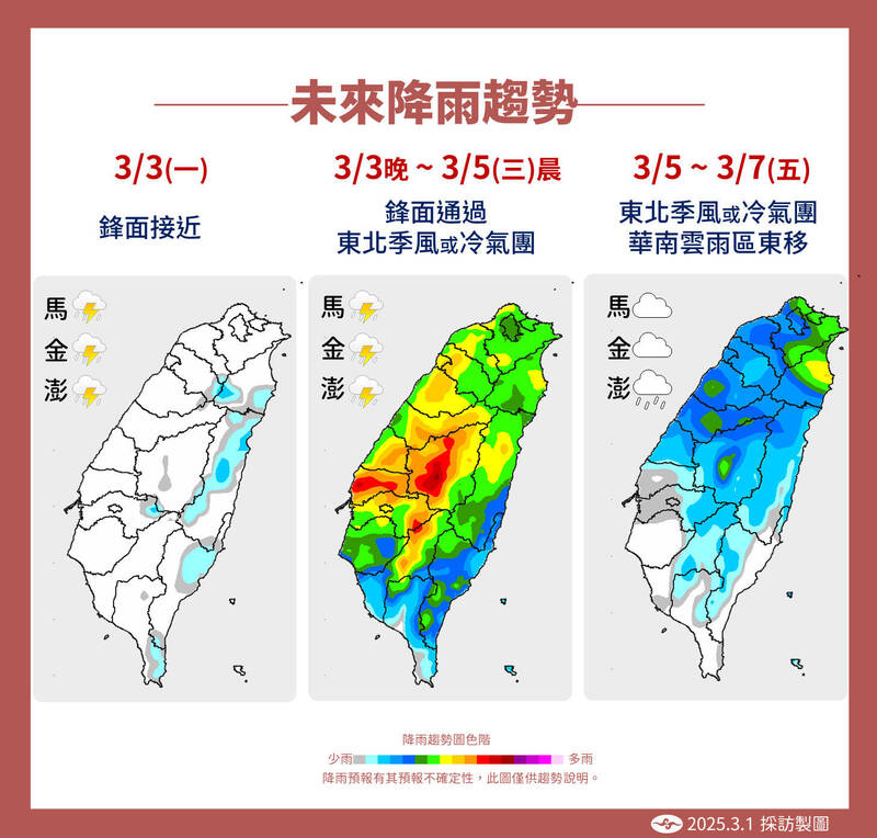 下週降雨趨勢分析。   圖：氣象署／ 提供