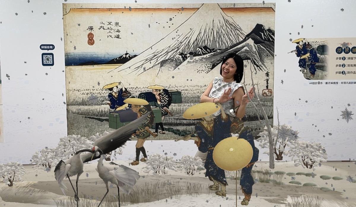 創價美術館六樓「浮世繪偶像咖啡廳」現場設置AR互動區。   圖：孫家銘攝