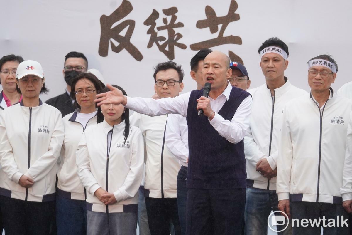 立法院長韓國瑜出席藍白426「反綠共、戰獨裁」活動。   圖：張良一 / 攝