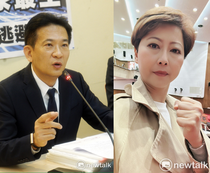 民進黨立委林俊憲（左）、陳亭妃（右）二人競爭台南市長初選白熱化。 圖：張良一／攝、陳亭妃臉書（新頭殼合成） 