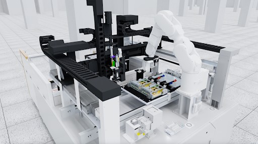 緯創團隊利用 Wistron Digital Twin(WiDT)平台來提高營運效率、將廠房配置規劃最佳化,以及訓練機器人與工作人員。 圖: 緯創/提供