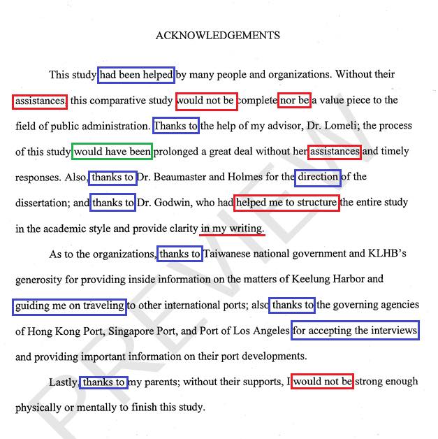  翁達瑞更點出林沛祥的論文有六處文法錯誤，錯誤的型態有四種，包括單複數不分、時態不分、錯用不定詞與錯用連接詞等 圖：翻攝自翁達瑞臉書 