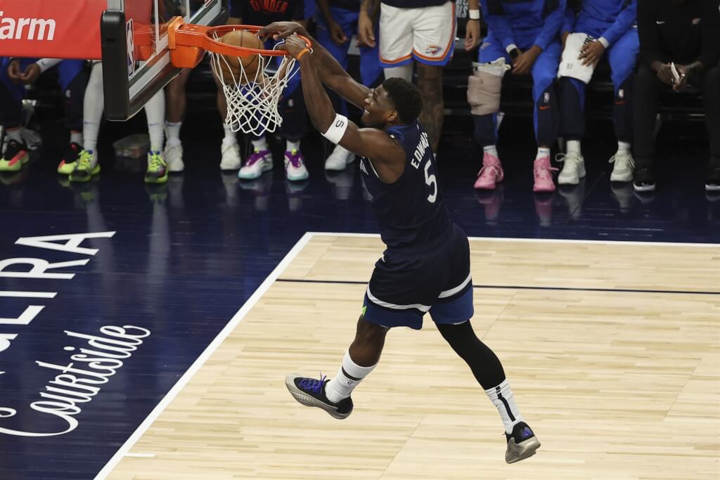 NBA愛德華茲轟30分 灰狼勝雷霆西區冠軍賽開胡