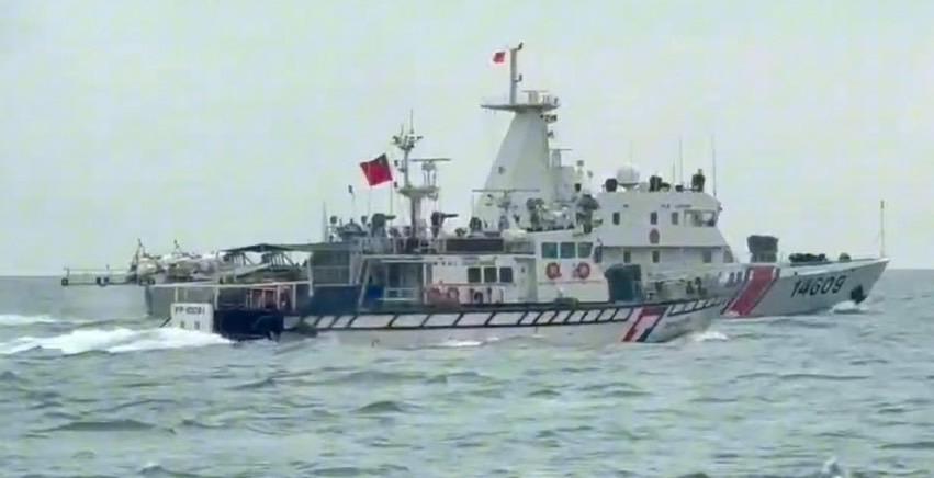 中國海警連續2天以同樣4艘海警船騷擾金門禁限水域。 圖:海巡署提供