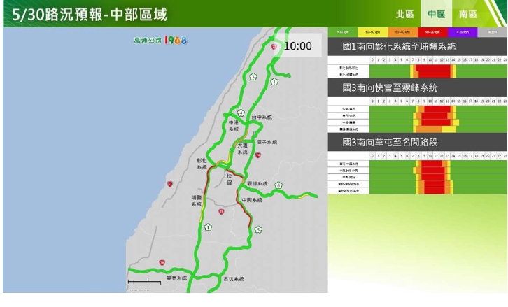 端午節連續假期首日路況預報-中部   圖/高公局提供