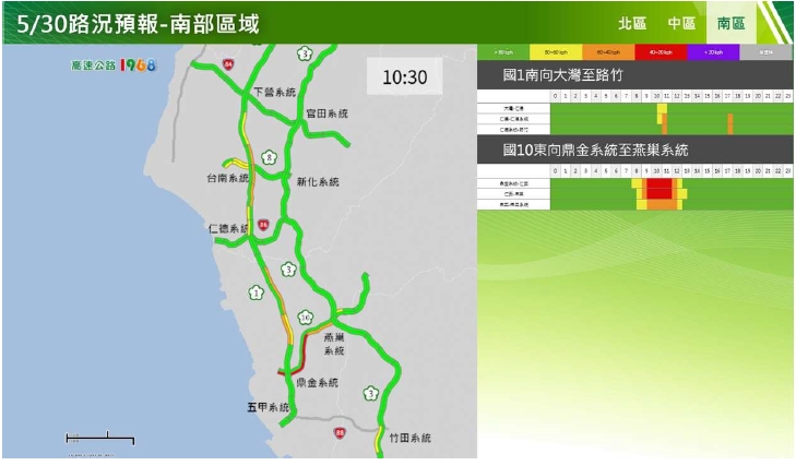 端午節連續假期首日路況預報-南部   圖/高公局提供