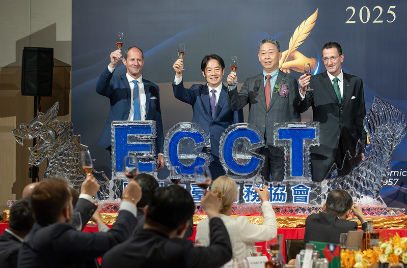 歐洲商會29日晚間舉行歐洲日晚宴，賴清德總統出席。   圖：總統府提供